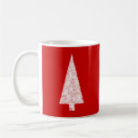 White Christmas Tree. On Red. Modern. Coffee Mug
