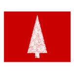 White Christmas Tree. On Red. Modern. Postcard