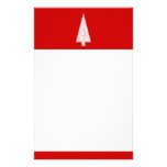 White Christmas Tree. On Red. Modern. Stationery