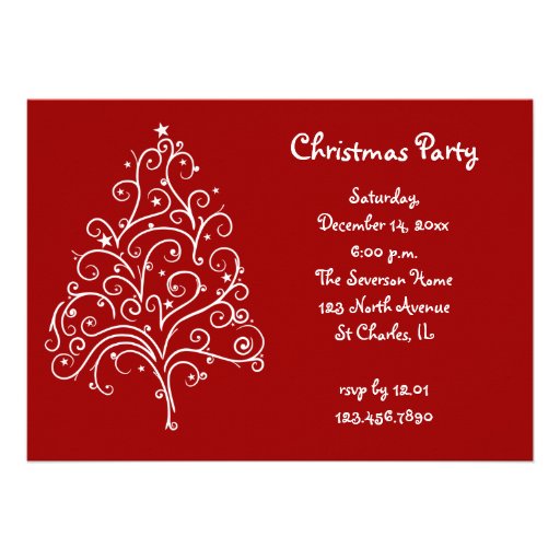 white christmas tree party invitation 5 quot x 7 quot invitation white christmas tree party invitation 5 quot x 7 quot invitation