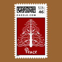 White Christmas Tree Peace postage by loraseverson White Christmas Tree Peace postage