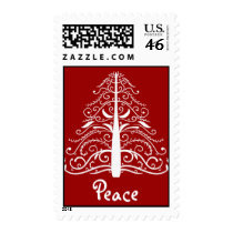 White Christmas Tree Peace postage
