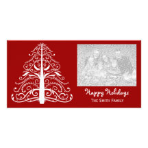 White Christmas Tree Photo Card