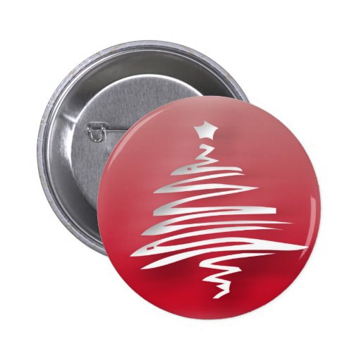 White Christmas Tree Pinback Buttons