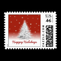 White Christmas Tree Postage postage