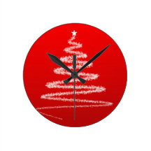 White Christmas tree silhouette Wallclock