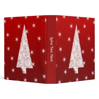 White Christmas Tree with Stars on Red. Binders