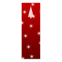 White Christmas Tree with Stars on Red. Business Cards