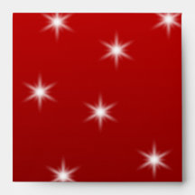 White Christmas Tree with Stars on Red. Envelope