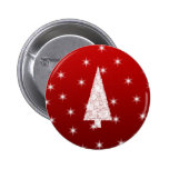 White Christmas Tree with Stars on Red. Pins