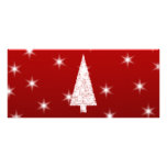 White Christmas Tree with Stars on Red. Custom Rack Card
