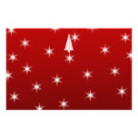 White Christmas Tree with Stars on Red. Stationery Paper