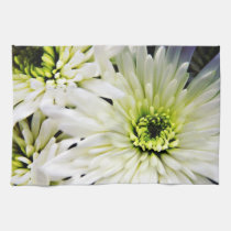 White Chrysanthemu flowers kitchen tea towel kitchen towels