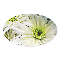 White Chrysanthemum oval stickers stickers