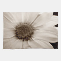 White Chrysanthemum sepia flower kitchen tea towel kitchen towels