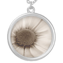 White Chrysanthemum sepia flower necklace necklaces