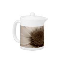 White Chrysanthemum sepia flower teapot teapots