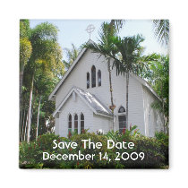 White Church Save The Date Magnet