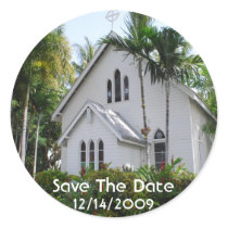 White Church Save The Date Stickers