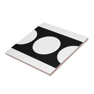 White Circles on Black Small Square Tile