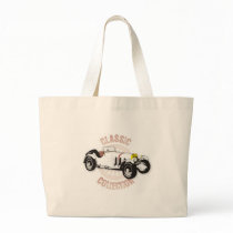 White classic racing car tote bags