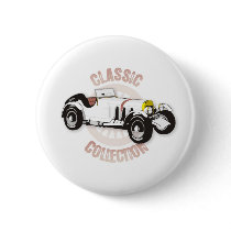 White classic racing car pinback buttons