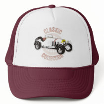 White classic racing car hats