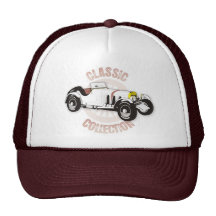 White classic racing car hats