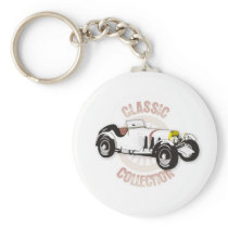 White classic racing car keychains