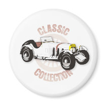 White classic racing car fridge magnet