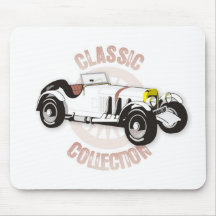 White classic racing car mouse pad