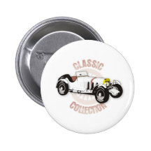 White classic racing car pinback buttons
