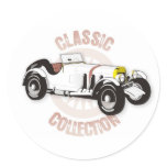 White classic racing car stickers