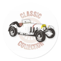 White classic racing car stickers