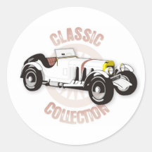 White classic racing car stickers