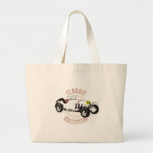 White classic racing car tote bags
