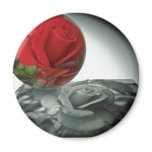 White Computer manipulated rose flowers magnets