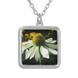 White coneflower  necklace necklaces