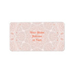 White & Coral  Lace Fabric Image  Background Custom Address Label