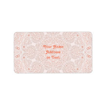 White & Coral  Lace Fabric Image  Background Custom Address Label