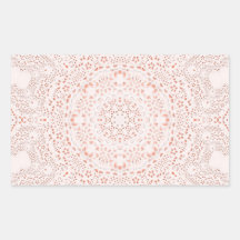 White & Coral  Lace Fabric Image  Background Rectangle Stickers