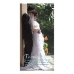 White Corner Swirl Wedding Thank You Photo Cards