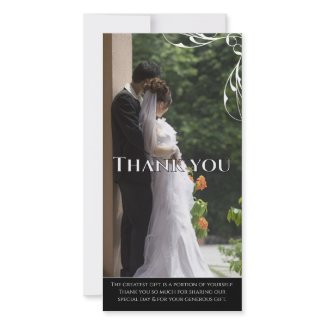 White Corner Swirl Wedding Thank You Photo Cards photocard