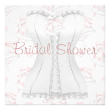 White Corset Pink Wedding Bells  Bridal Shower Inv Personalized Announcement