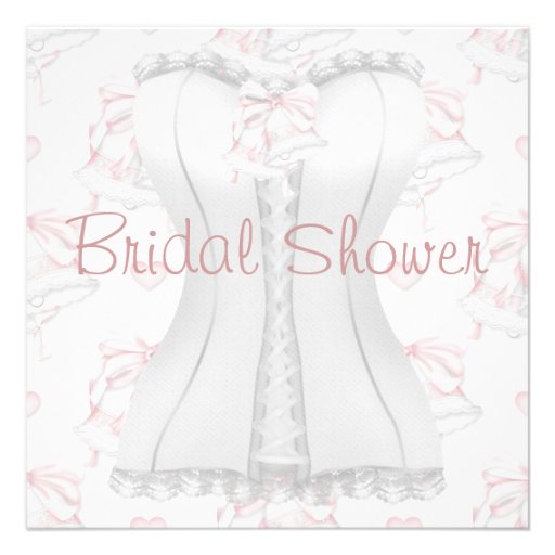 White Corset Pink Wedding Bells  Bridal Shower Inv Personalized Announcement