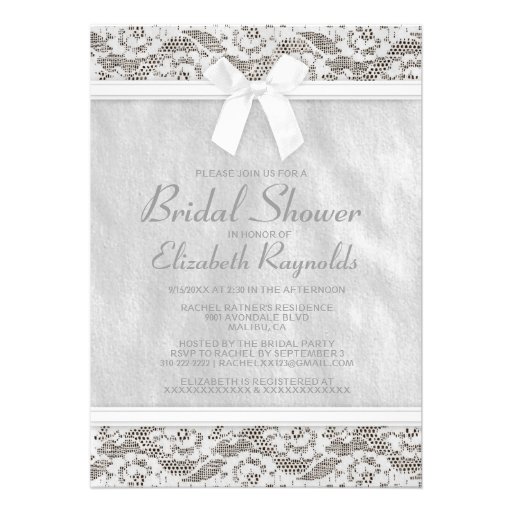 White Country Lace Bridal Shower Invitations