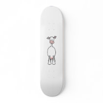 White Cow Cartoon. Front. Custom Skateboard