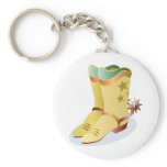 White Cowboy Boots with Riding Spurs Key Chains