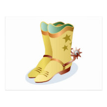 White Cowboy Boots with Riding Spurs Post Card