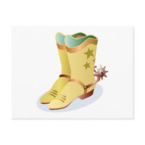 White Cowboy Boots with Riding Spurs postcards
